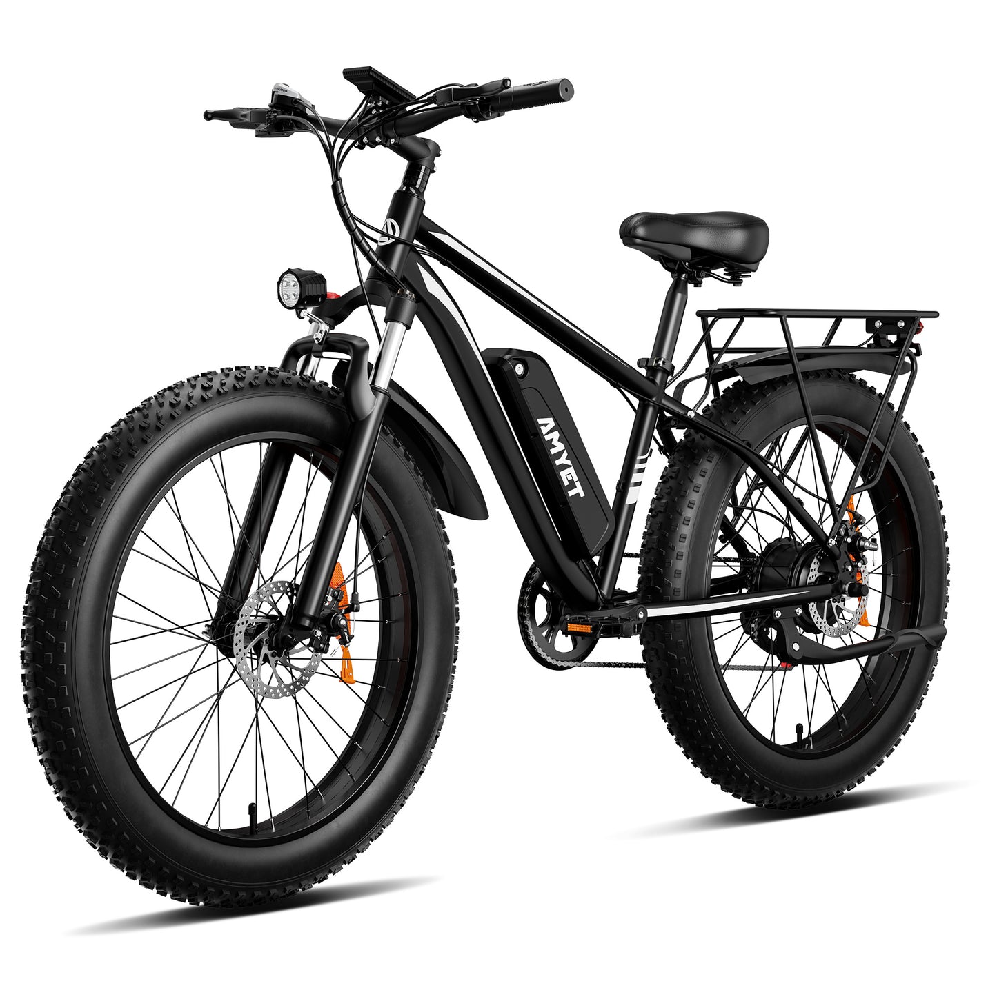 AMYET EB26 Electric Bike for Adults, 26*4.0 Fat Tire E-Mountain Bicycle,Peak 1500W Motor 48V 15Ah 7-Speed Ebike UL2849