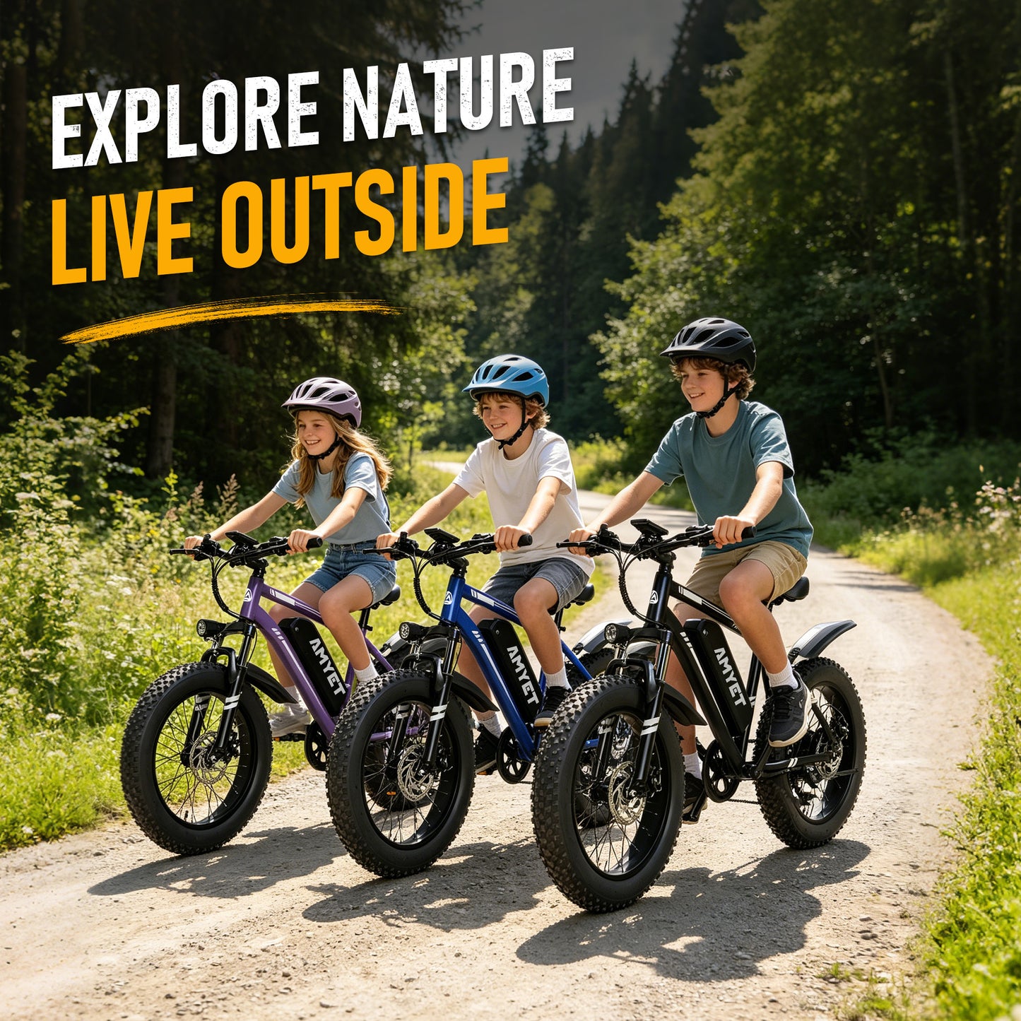 AMYET 1000W Electric Bike, 20" Fat Tire Ebike 28MPH 48V 15Ah E-Mountain Bicycles UL2849