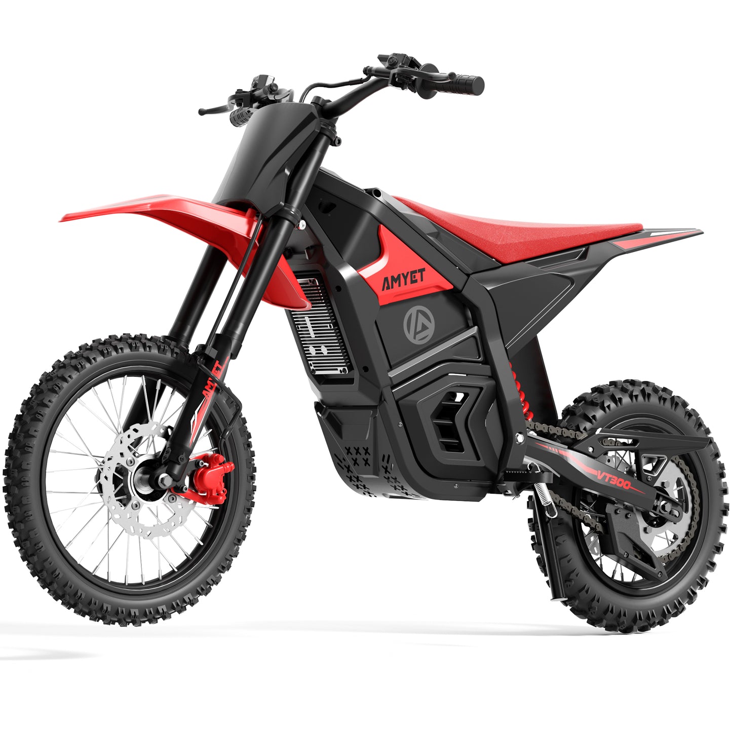 AMYET VT300 Electric Dirt Bike for Teens Adults, 3000W Peak Motor, 48V 25Ah Battery, 40 MPH, 14"/12" Fat Tire Electric Motorcycle, Black/Red