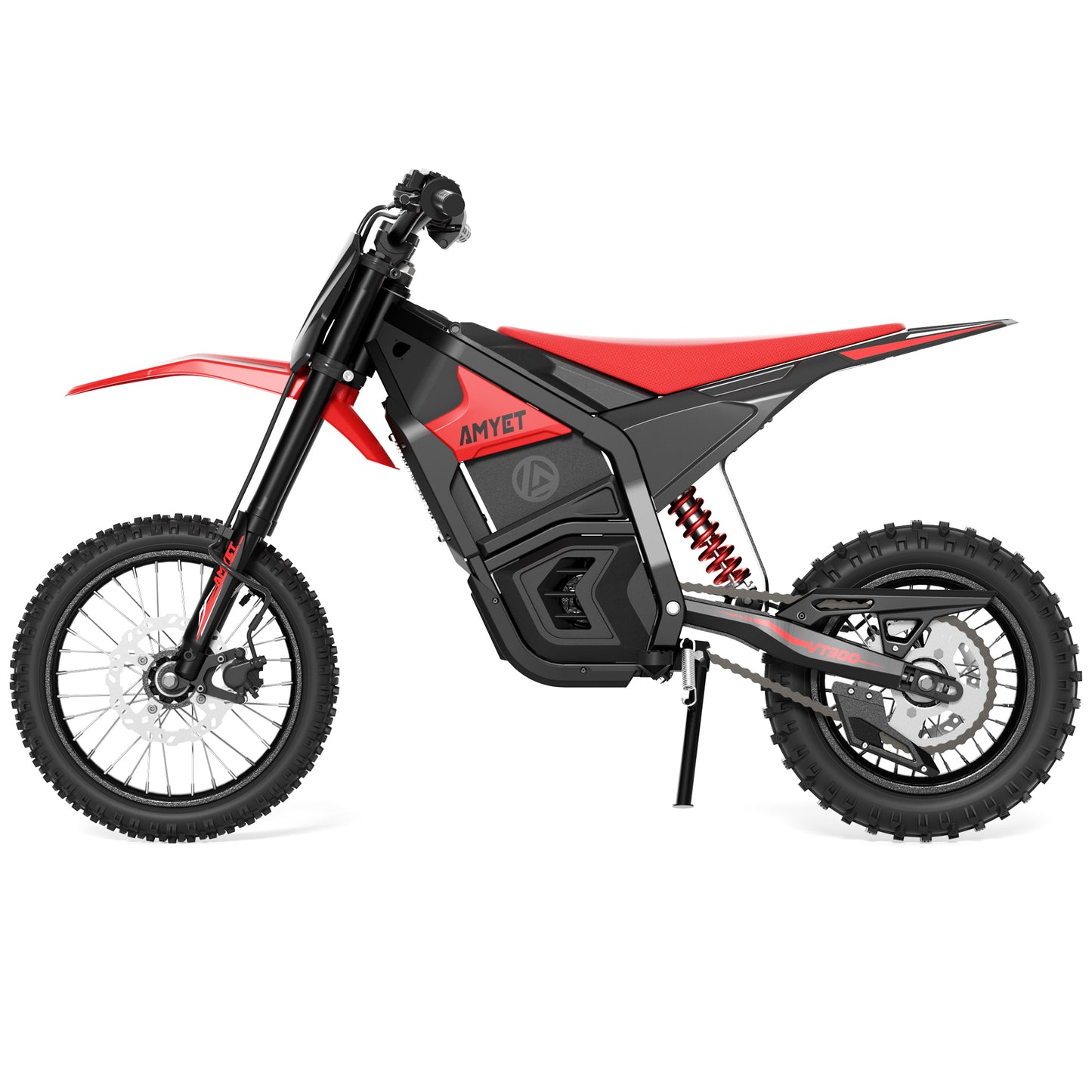 AMYET VT300 Electric Dirt Bike for Teens Adults, 3000W Peak Motor, 48V 25Ah Battery, 40 MPH, 14"/12" Fat Tire Electric Motorcycle, Black/Red
