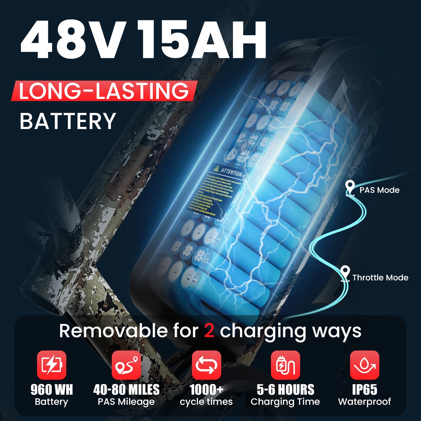 AMYET S8-S Electric Bike 1000W 48V 20Ah 28MPH, 20"x4.0" Fat Tire Ebike for Adults UL2849