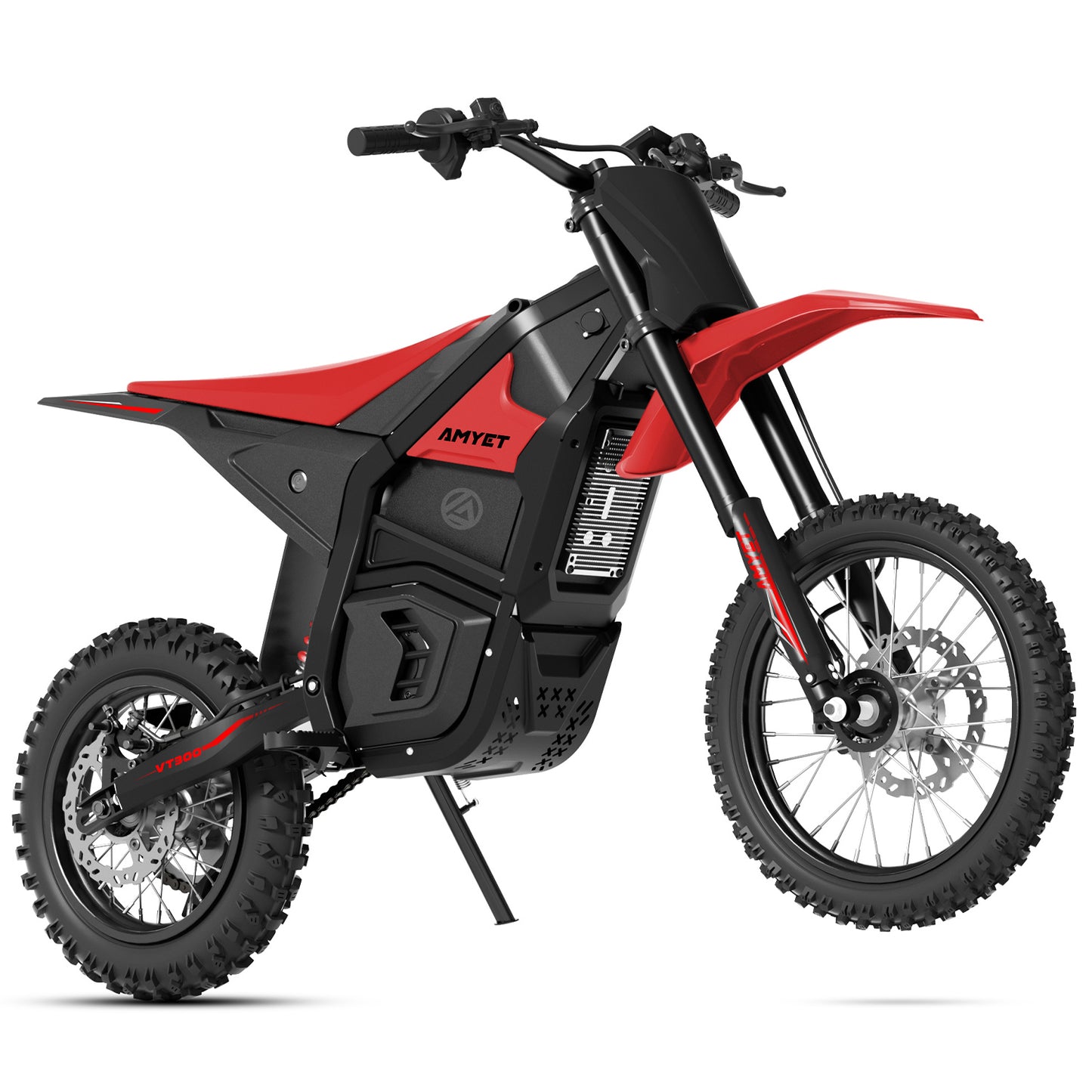 AMYET VT300 Electric Dirt Bike for Teens Adults, 3000W Peak Motor, 48V 25Ah Battery, 40 MPH, 14"/12" Fat Tire Electric Motorcycle, Black/Red