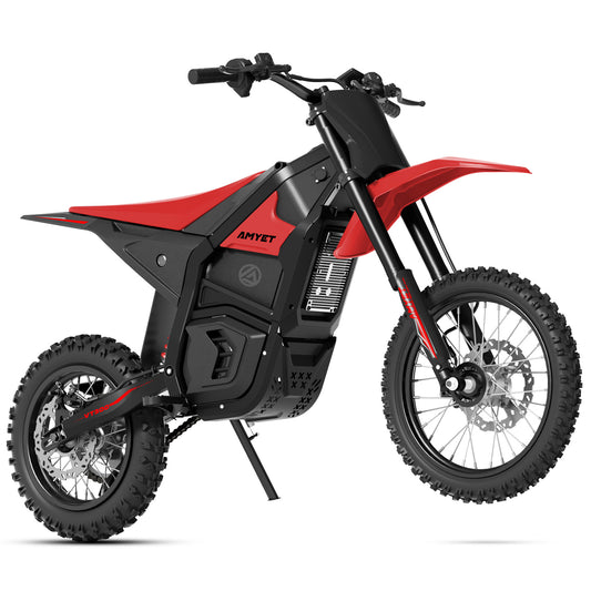 AMYET VT300 Electric Dirt Bike for Teens Adults, 3000W Peak Motor, 48V 25Ah Battery, 40 MPH, 14"/12" Fat Tire Electric Motorcycle, Black/Red
