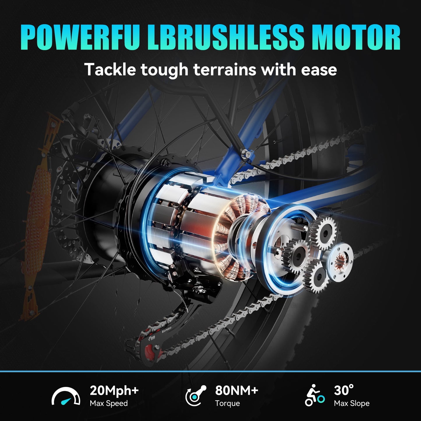 AMYET EB26 Electric Bike for Adults, 26" Fat Tire E-Mountain Bicycle, 750W Motor 48V 15Ah 7-Speed Ebike UL2849