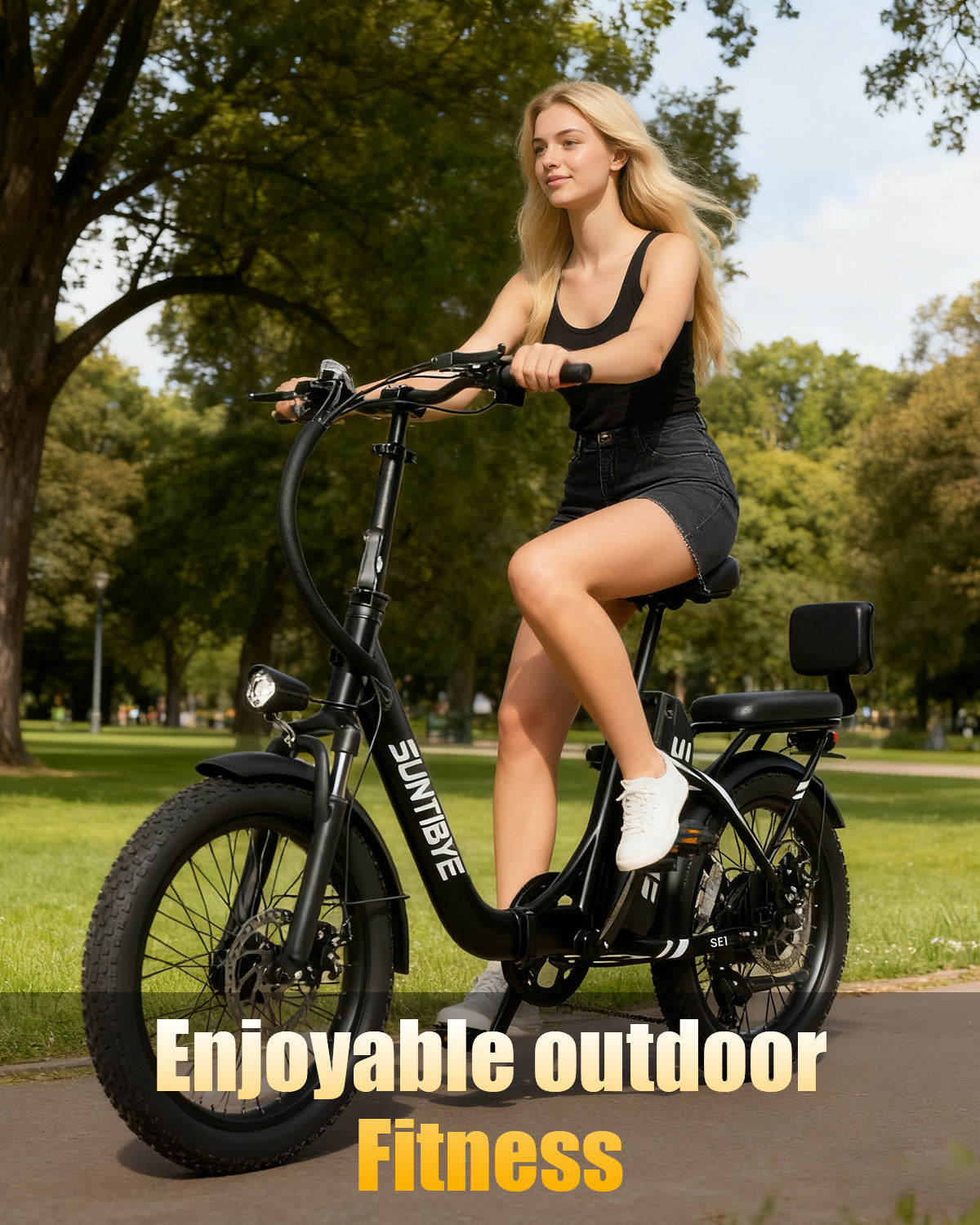 SE1 Folding Electric Bike 1000W 48V 15Ah, 20"x3.0" Commuter Ebike with Passenger Seat UL2849
