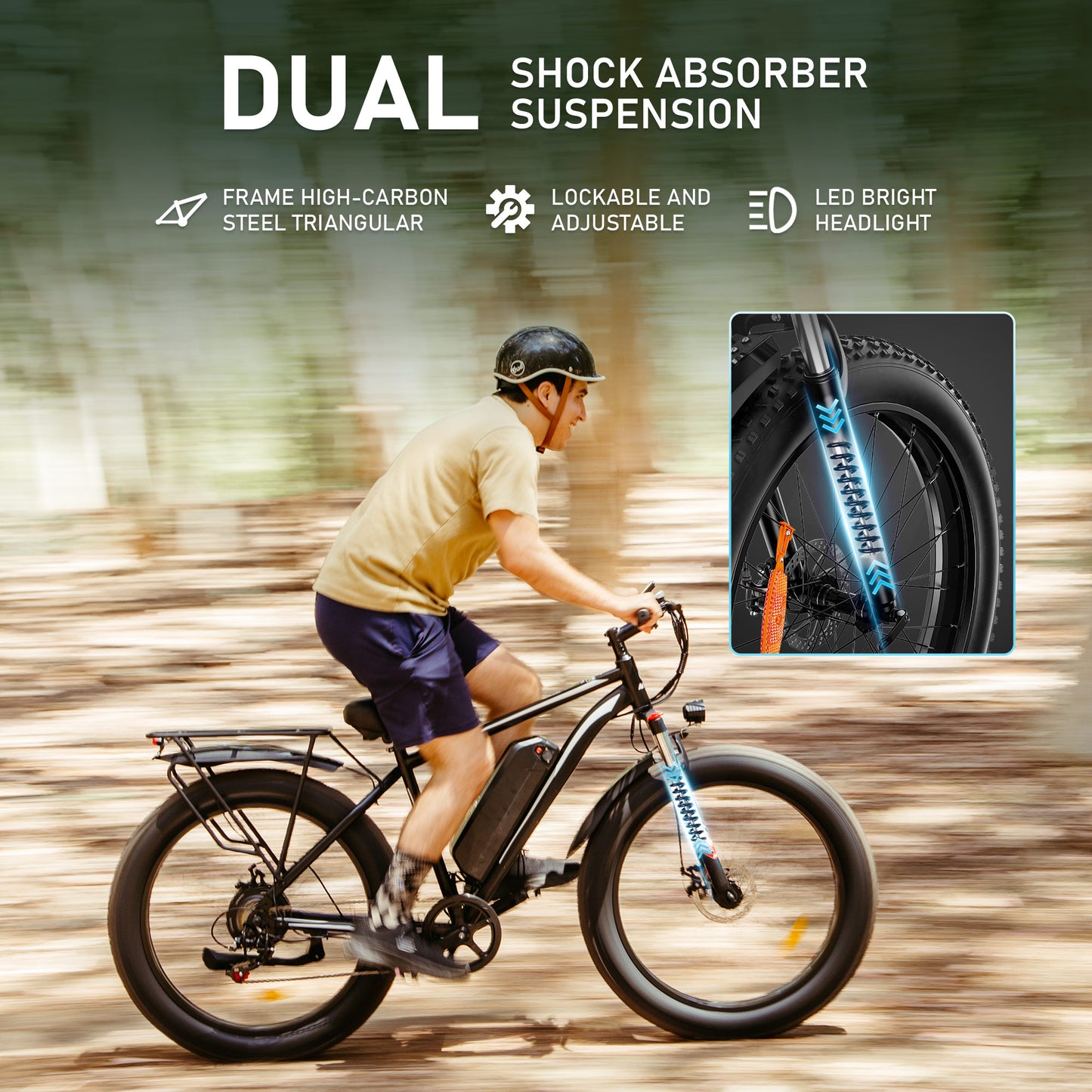 AMYET EB26 Electric Bike for Adults, 26*4.0 Fat Tire E-Mountain Bicycle,Peak 1500W Motor 48V 15Ah 7-Speed Ebike UL2849