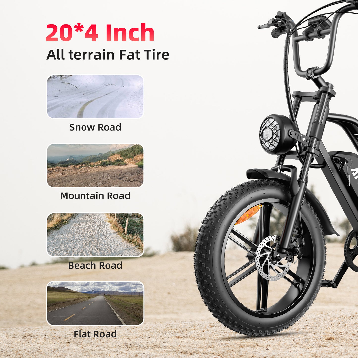 AMYET G60 Peak 1500W Electric Bike, 20" Fat Tire E-Mountain Bikes, 48V 20Ah 32MPH Ebike for Adults Full Suspension UL2849