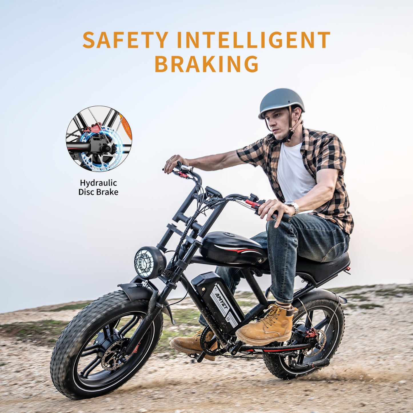 AMYET S6 Electric Bike for Adults, 20" Fat Tire E-Mountain Bicycle, Peak 3000W Dual Motor 52V 50AH 7-Speed Ebike UL2849
