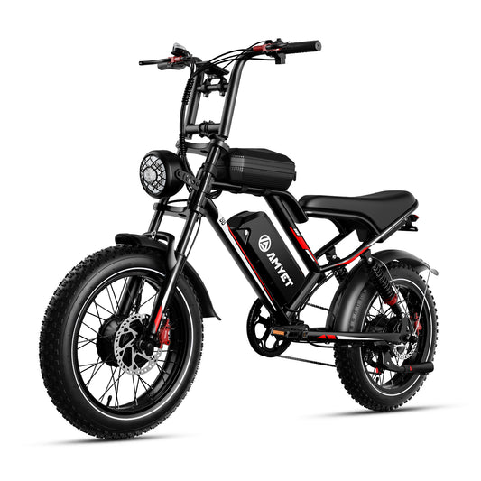 AMYET S8 3000W Peak Dual Motor AWD Electric Bike for Adult, 20" Fat Tire Ebike 48V 25AH 34MPH E-Mountain Bicycle UL2849
