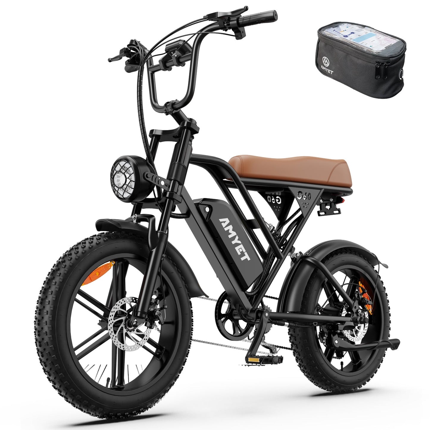 AMYET G60 Peak 1500W Electric Bike, 20" Fat Tire E-Mountain Bikes, 48V 20Ah 32MPH Ebike for Adults Full Suspension UL2849