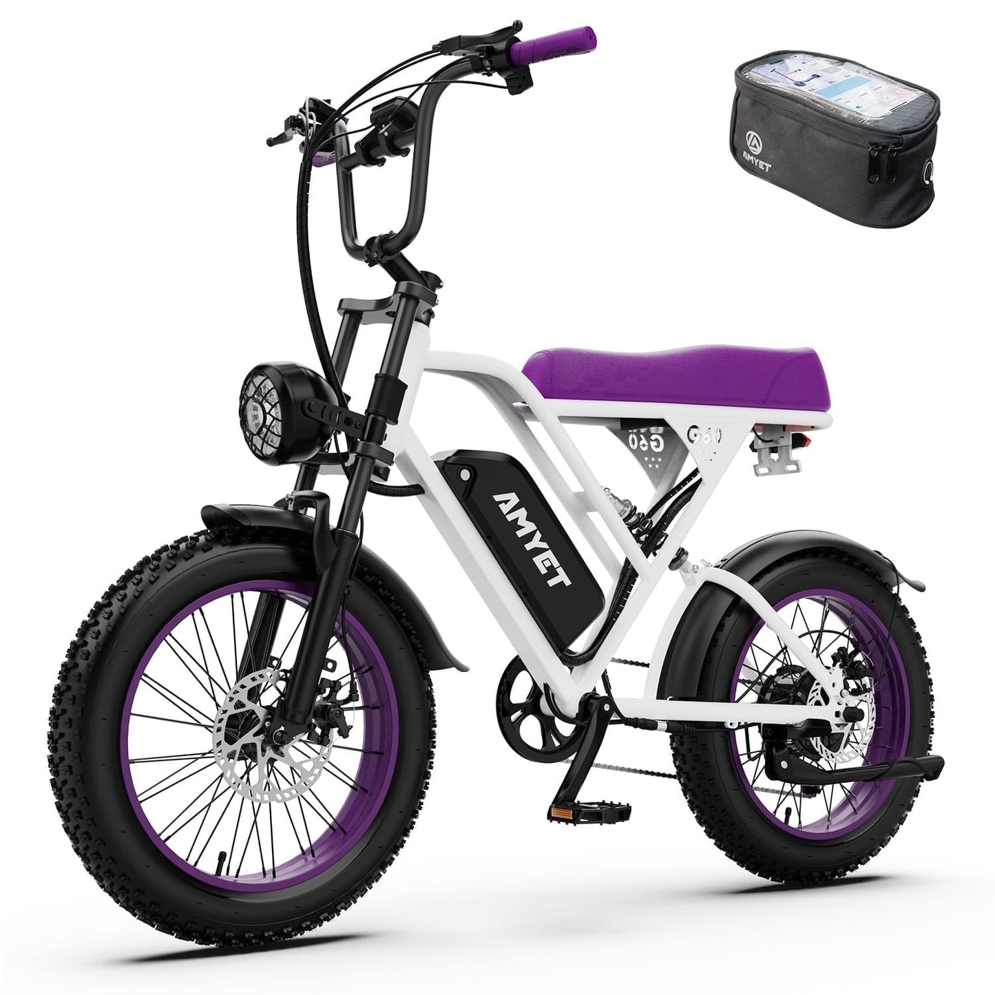 AMYET G60 Peak 1500W Electric Bike, 20" Fat Tire E-Mountain Bikes, 48V 20Ah 32MPH Ebike for Adults Full Suspension UL2849