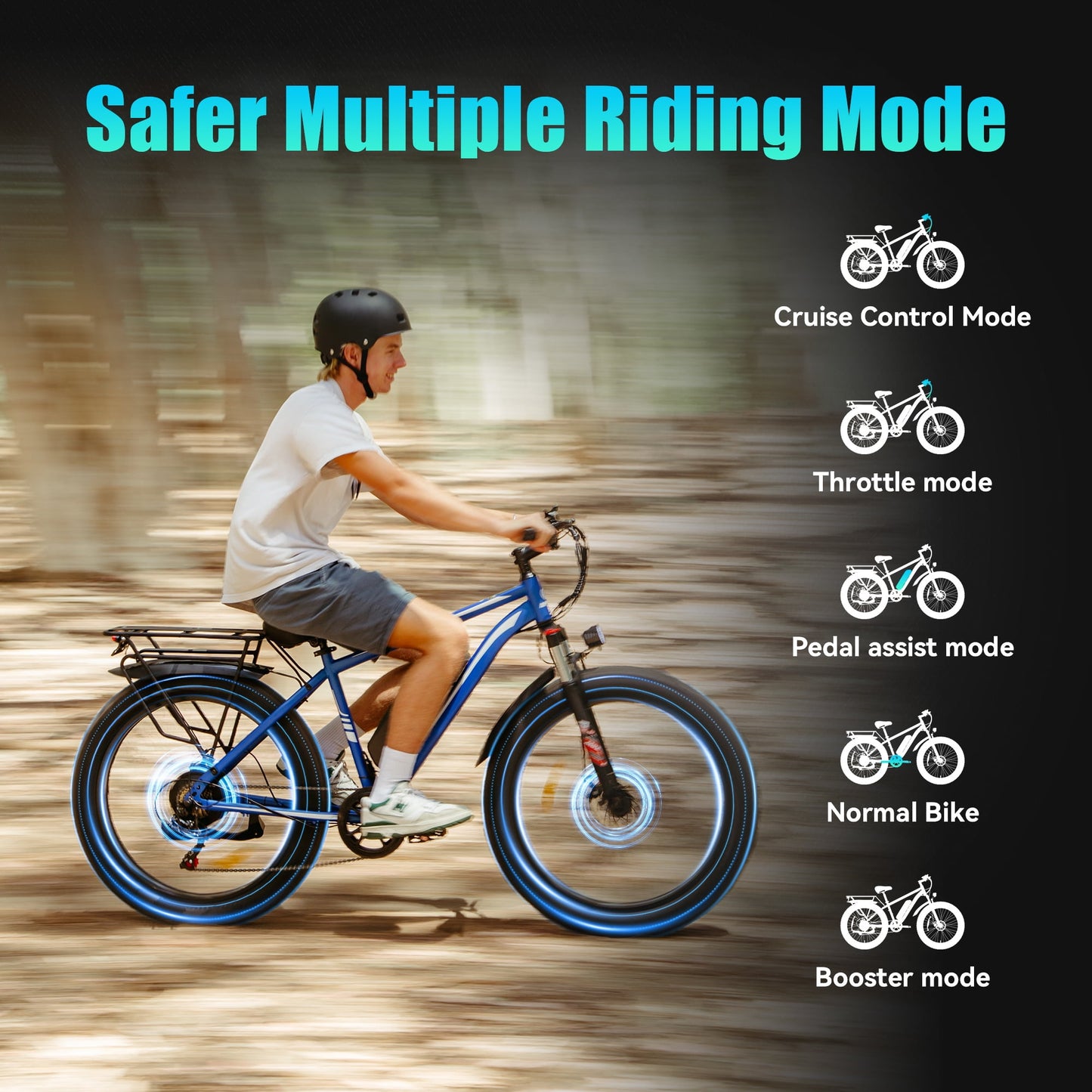 AMYET EB26 Electric Bike for Adults, 26" Fat Tire E-Mountain Bicycle, 750W Motor 48V 15Ah 7-Speed Ebike UL2849